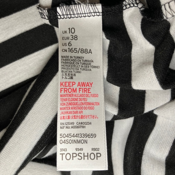 Topshop Black & White Striped Long Sleeve Top/Star With Bling - Picture 4 of 5